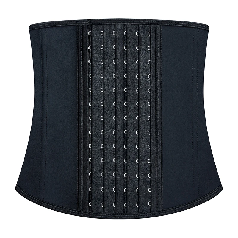 Free logo waist trimmers Sports tight-fitting abdomen shaping latex corset 9 steel bones waist train corset