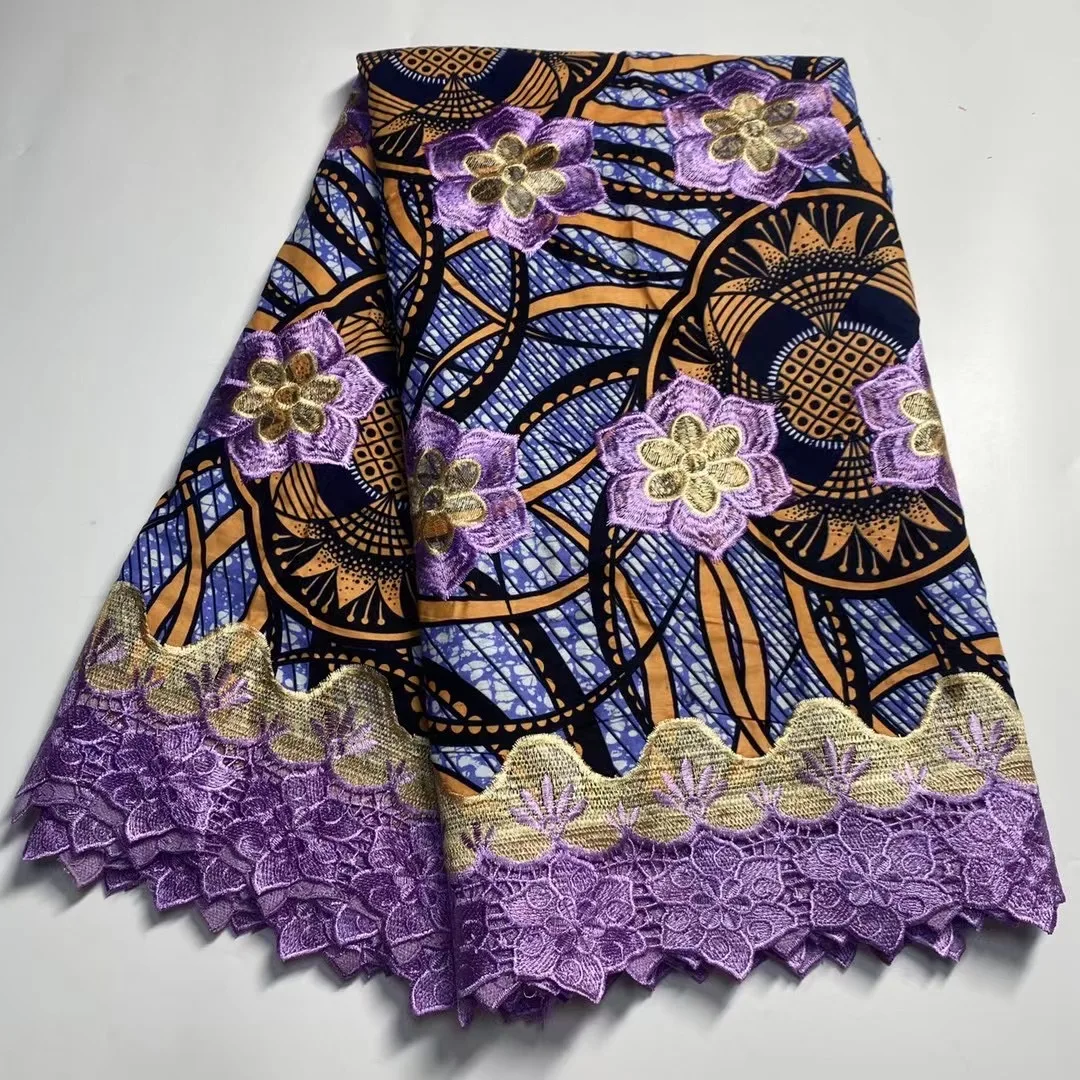 2022 в наличии воск вышивка шнуровка со стразами 5 ярдов сиреневая супер качество Голландская ткань