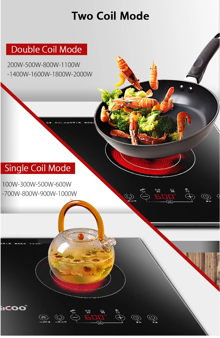 Multi Quality Double Induction Table Top Wok Electric Burner Cooker