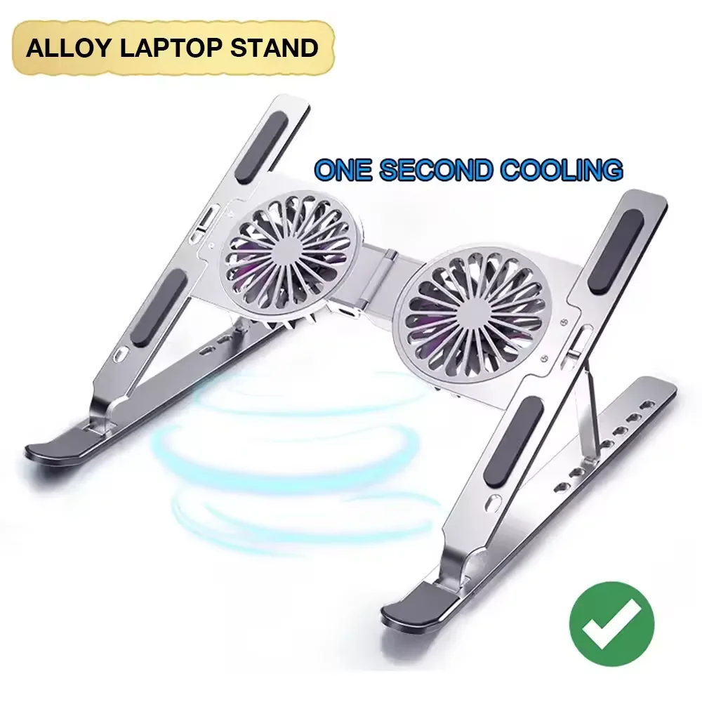 Great Roc Hot seller Aluminium Notebook Cooler Stand 7 angles Height Angle Adjustable 2 Fans Gaming Laptop Cooler Stand