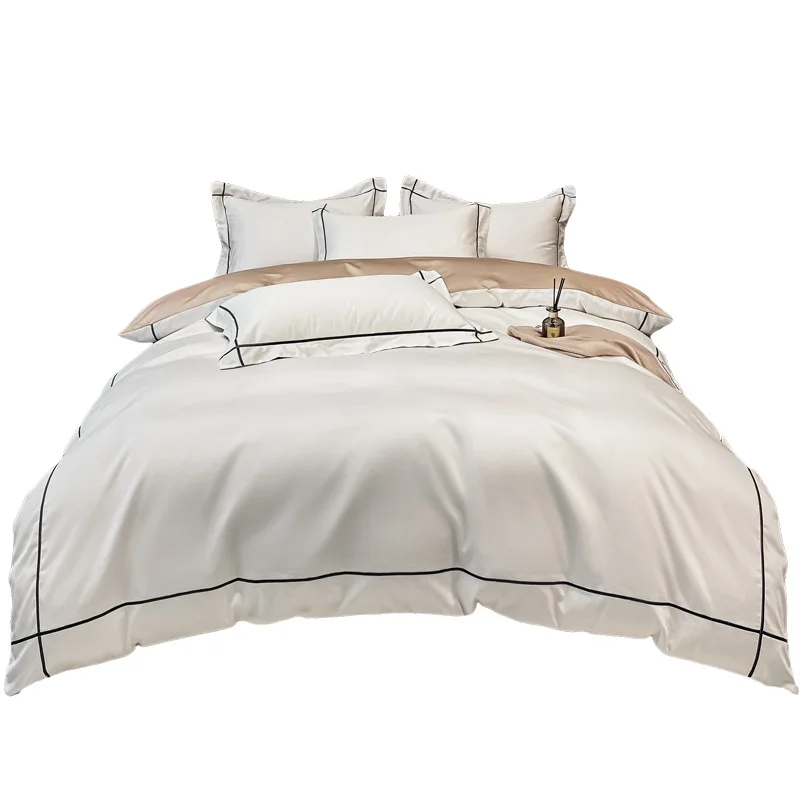 4 Pieces Set Top Grade Comforter Cover 160 Egypt Long Staple Cotton Quilt Cover Luxury Soft  300TC Egyptian Cotton Duvet Cover