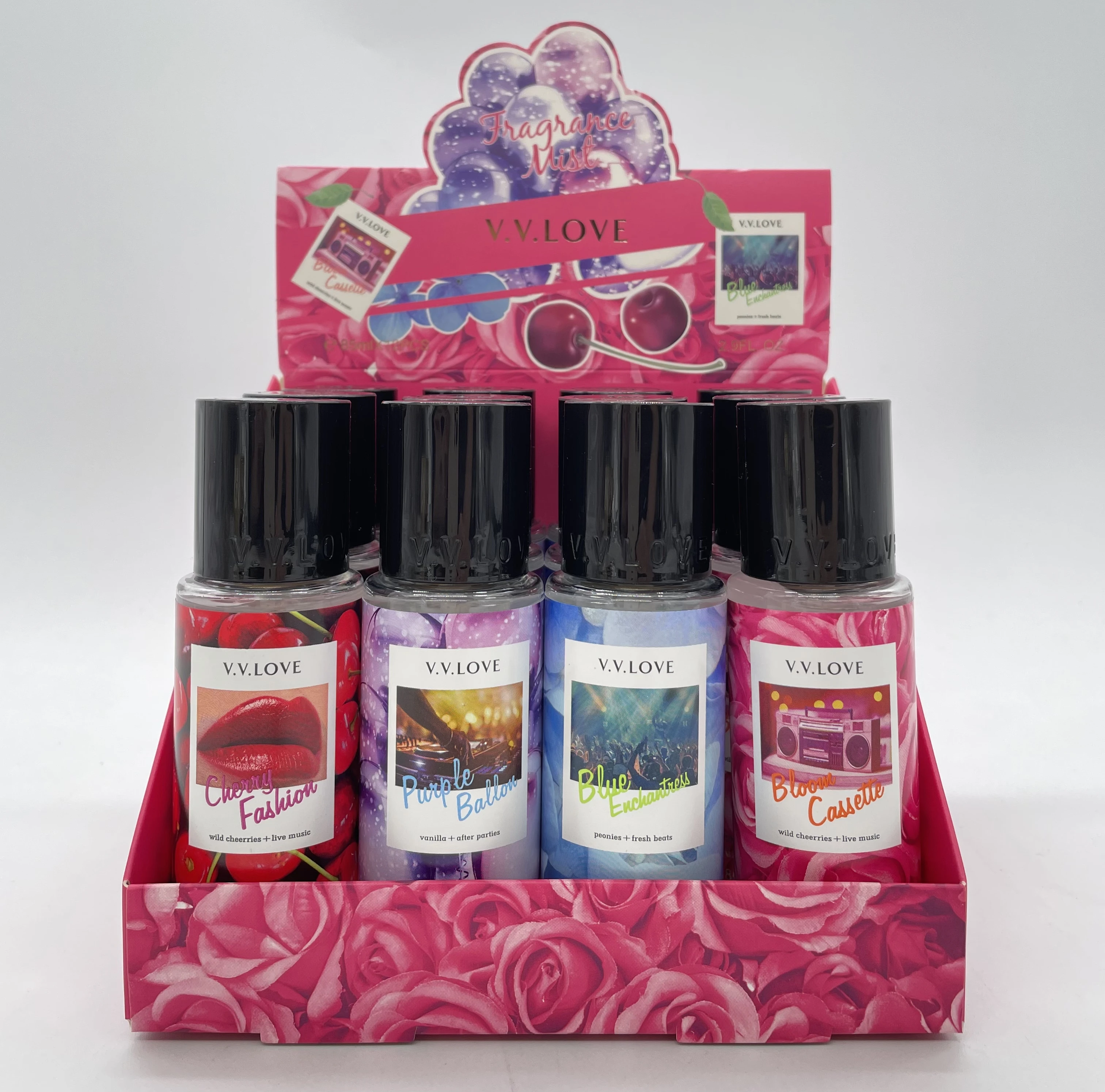 Newest Vv love  fragrance 88ml body mist travel spray mist mini smart collections