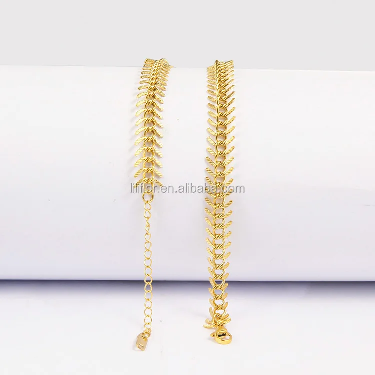 18K Gold Plated Stainless Steel Jewelry Spike Chain Embossing Craft Accessories Necklace P203074 4