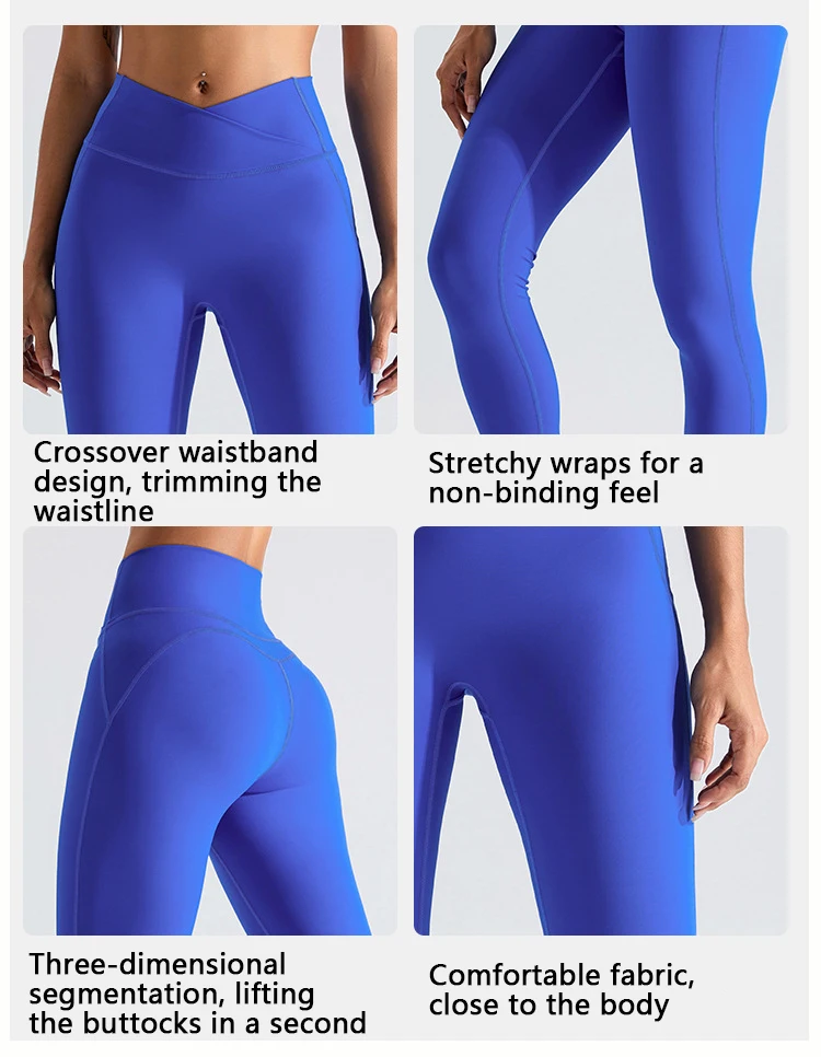 XW-TM0160 stretchy wraps running fitness trimming the waist line crossover waistband nude gym leggings for women high quality