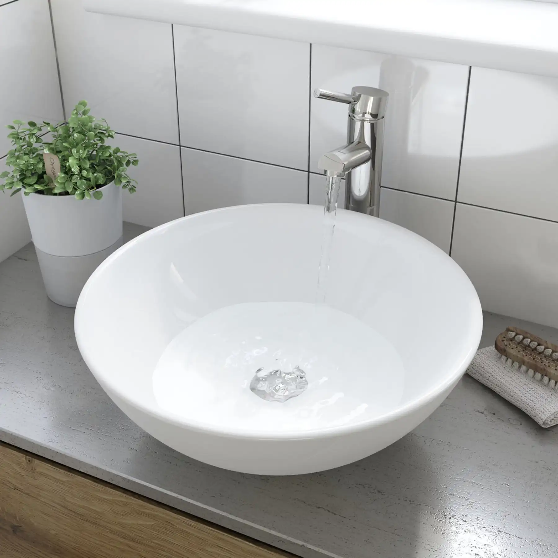 Custom Modern Stone Cabinet With Wash Basin Oval Ceramic Table Top Bathroom Vanity Sink Featuring Artistic Counter