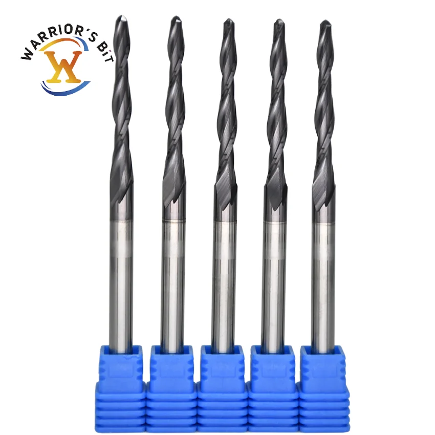 High Performance Tungsten Carbide CNC Wood Milling Cutter Taper Ball Nose Design for CNC Machines