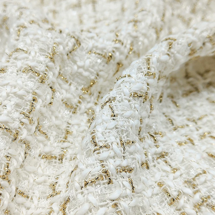 High Quality Soft Hand Feel Shiny Fabric 100% Polyester Material Tweed Fabric For Long Skirt