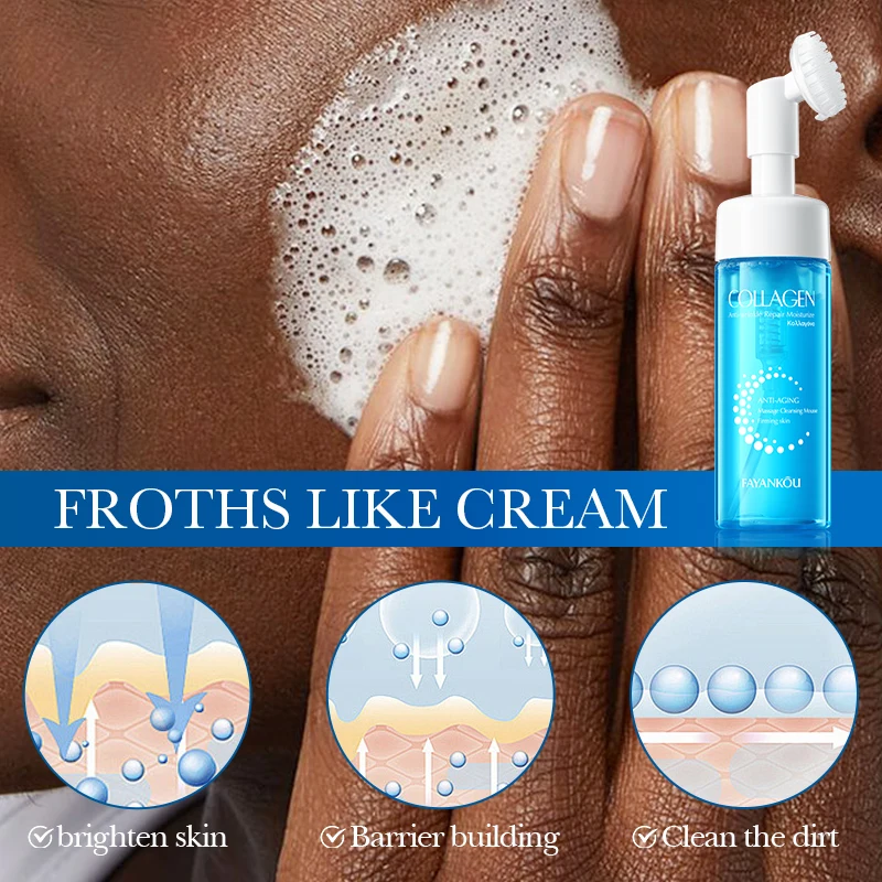 OEM FAYANKOU Private Label Collagen Skin Care Face Wash Deep Cleansing Moisturizing Massage Reed Facial Cleansing Mousse