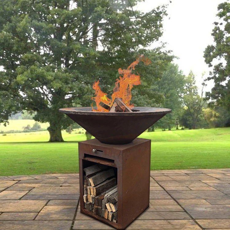 Outdoor Garden Corten Steel Fire Pit Party Corten Fire Bbq Pit Corten Steel Bbq Grill