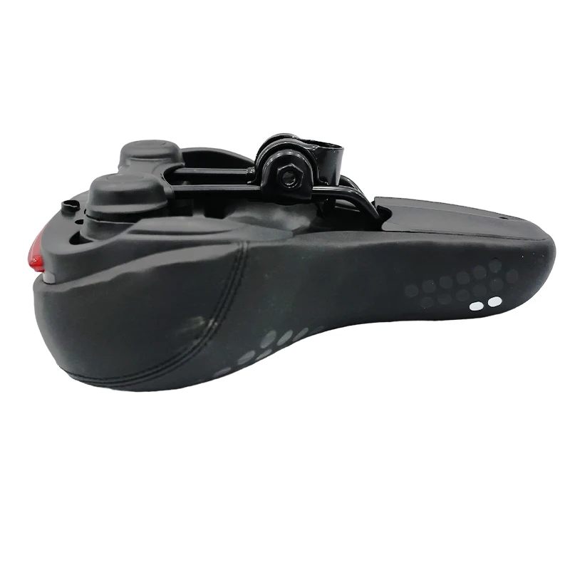 Comfortable Hollow Breathable Bicycle Saddle Thickened Widened Cycling Gear with Tail Lights Made Carbon Leather