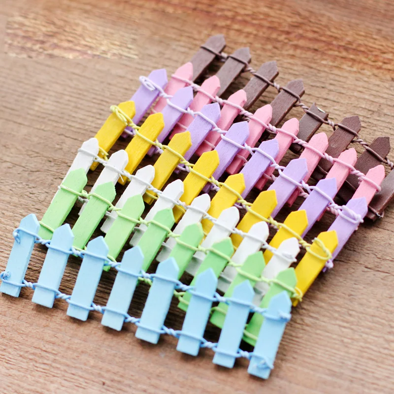 10cm Multi-color Mini Wooden Fence Miniature DIY Terrarium Landscape Ornaments DIY Doll House Decor