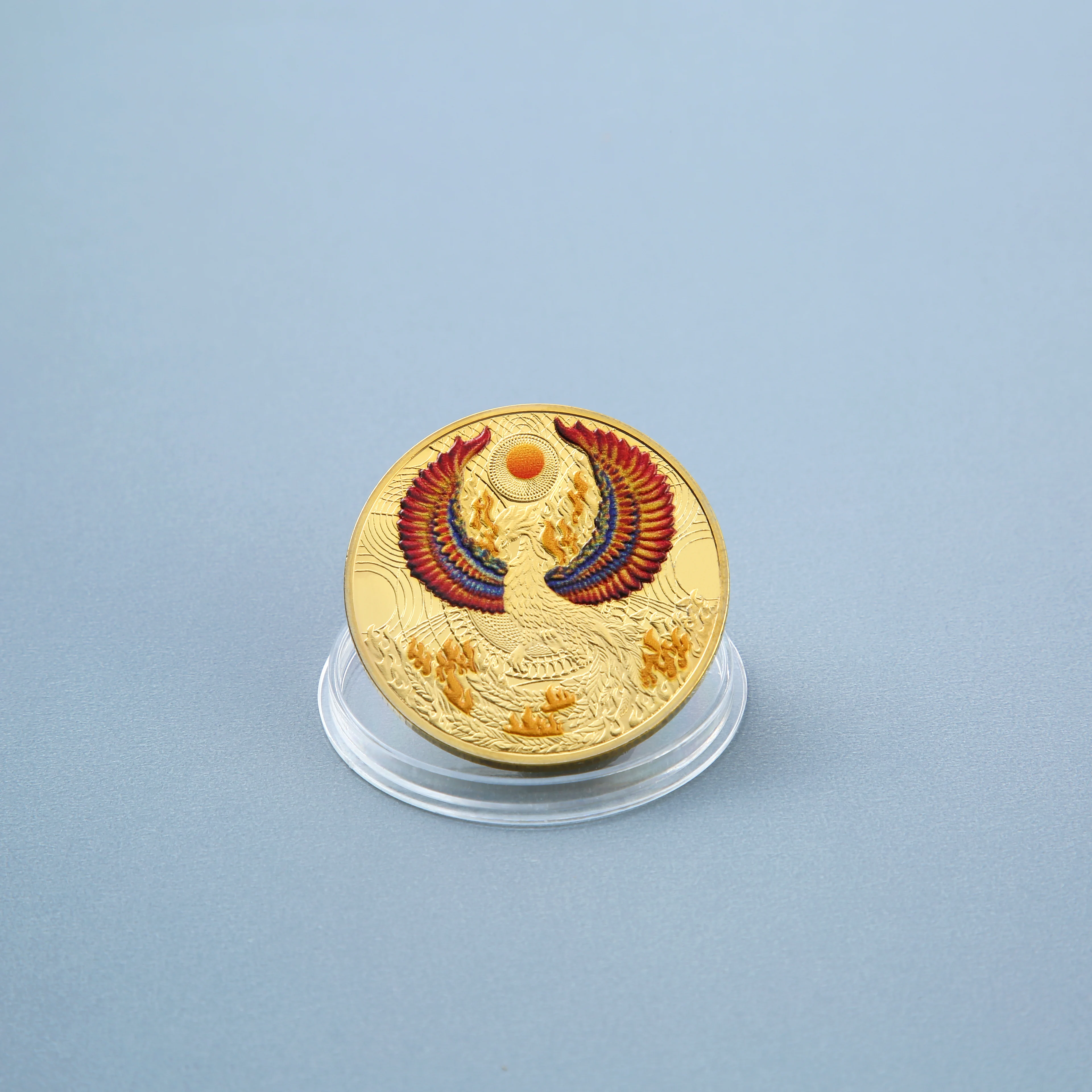 Flame Bird Commemorative Coin Creative Zodiac Metal Pin UV Printing Souvenir Lucky Fashion Toy Ornament for Gift