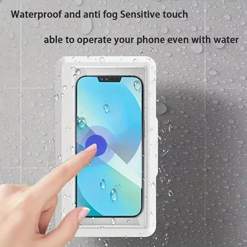 Waterproof Bathroom Wall-mounted Mobile Phone Box Protective Cover Touch Screen Mobile Phone Holder Kitchen Sealed Storage
