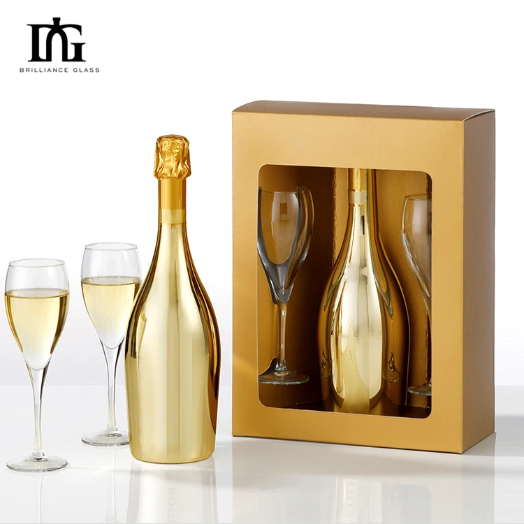 750ml 700ml chrome polished silver gold decorated silk printing liquor alcohol liquor glass bottle Champagne