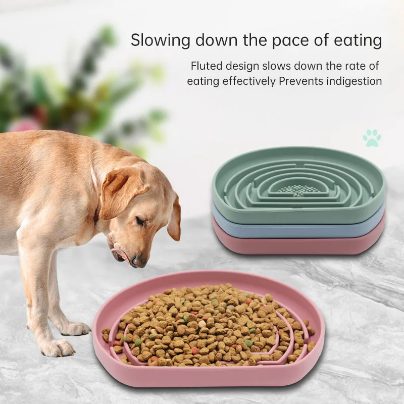 ZMaker Labyrinth Slow Food Pet Bowl Slow Down Eating Dog Feeder Puzzle Silicone Dog Feeding Bowls with Suction Cups