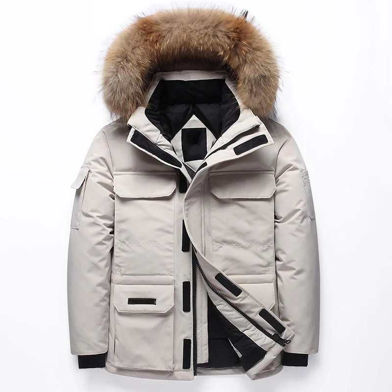 Custom High Quality Mens Winter Thicken Down Jacket Unisex Oversized Fashion Warm Puffer Hooded Feather Jacket