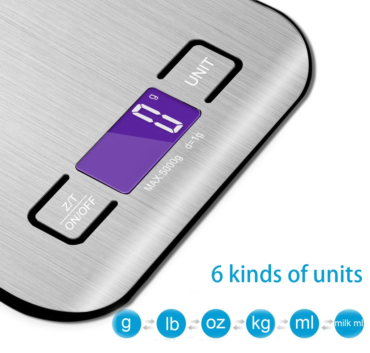 Smart Bascula Cocina Multifunctional Food Scale 5kg Stainless Steel Digital Weighing Kitchen Scale