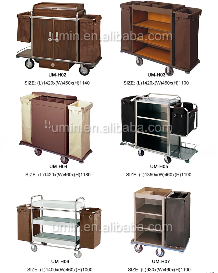 Hotel Stainless Steel Cleaning Trolley Cleaning Cart