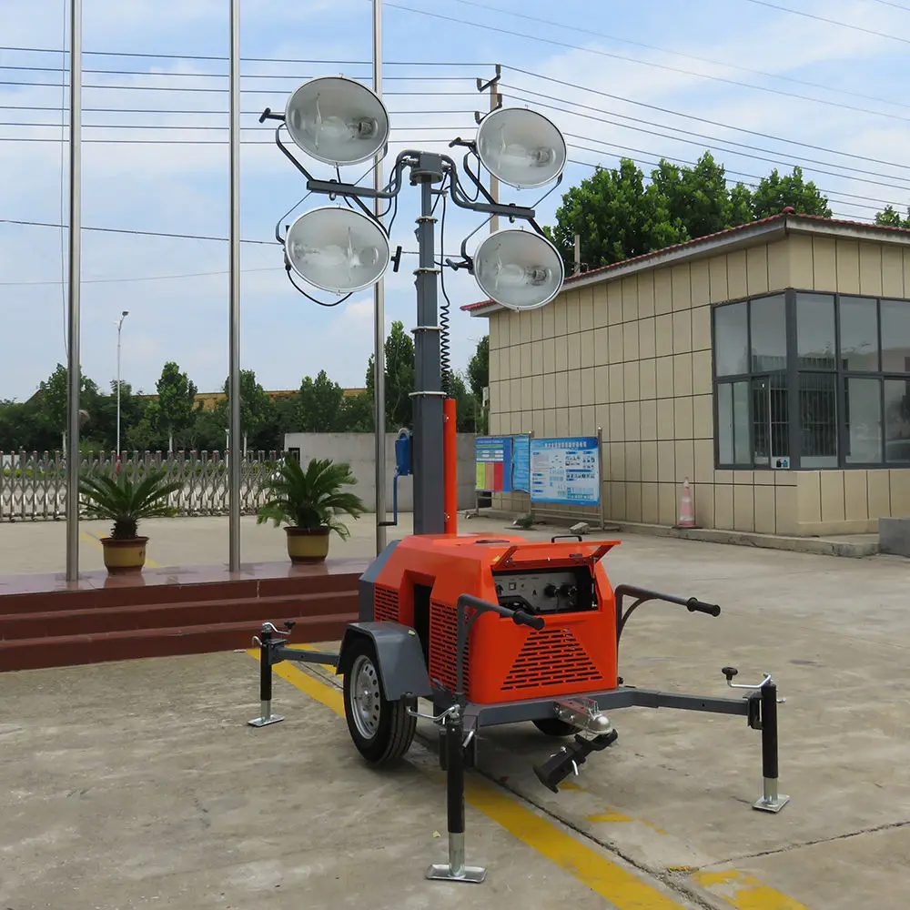 Free Shipping construction mobile lighting tower portable solar light tower light generator