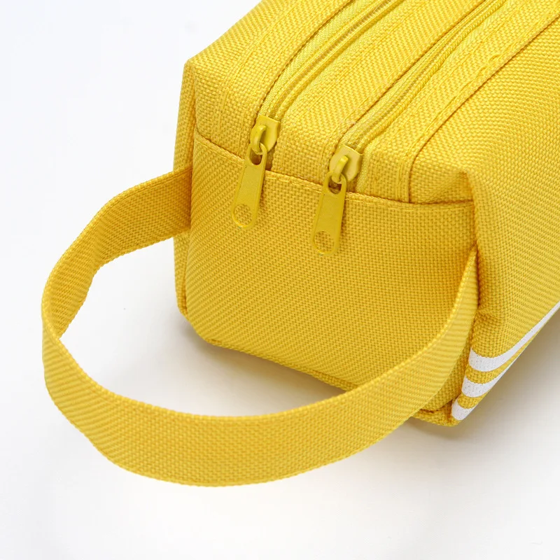 2022 Creative Double-Layer Large Capacity Portable Kawaii Pencil Case Oxford Cloth with Double Zipper Soft Leather Material