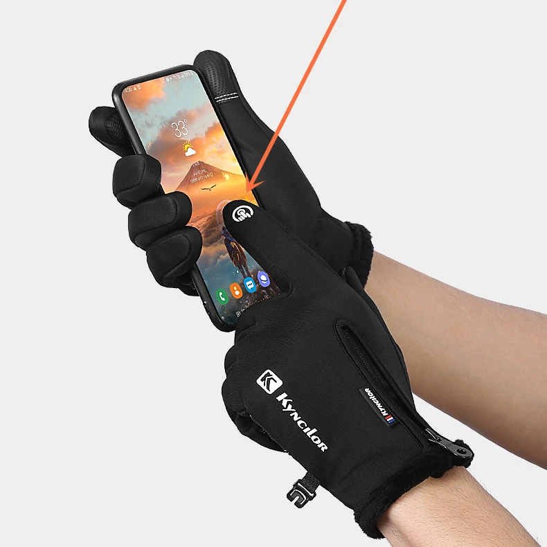 New Outdoor Autumn And Winter Warm Touch Screen Thickened Cold-proof Wind-proof Water-splashing Sports Riding Gloves