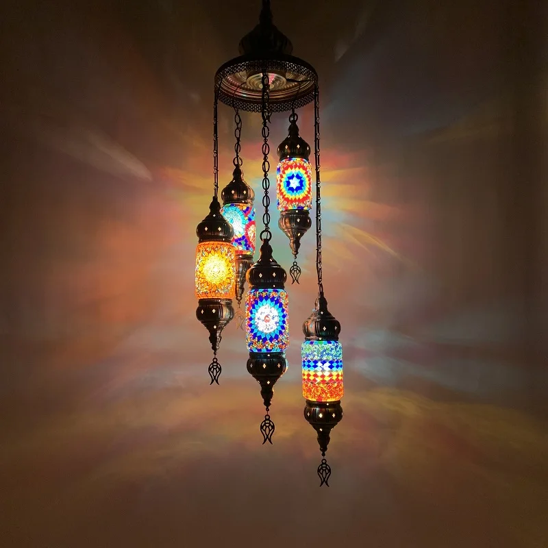 new arrival traditional mosaic lamp turkish colorful mosaic glass pendant light for restaurant