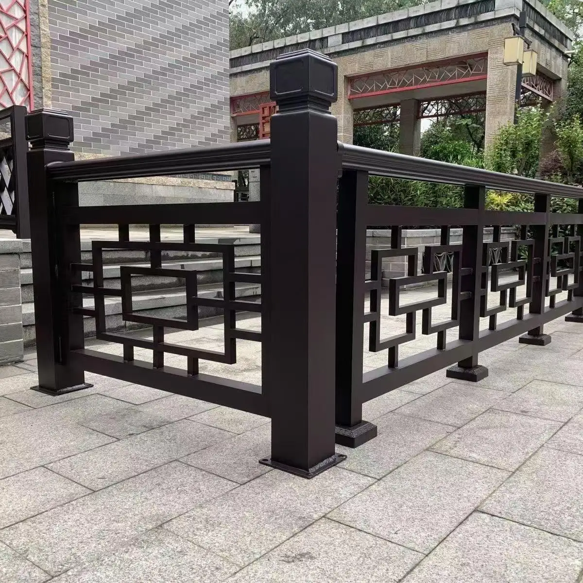 Outdoor Sport Farm Fence 2M Aluminum Alloy Stair Guardrail Heat Treated Wood Galvanized Iron Steel Gardens Sports 3D Modeling