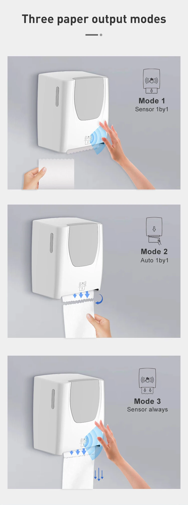 ODM New Custom Logo Wall Mount Electric Sensor Touchless Bathroom Kitchen Tissue Paper Holder Automatic Paper Towel Dispenser