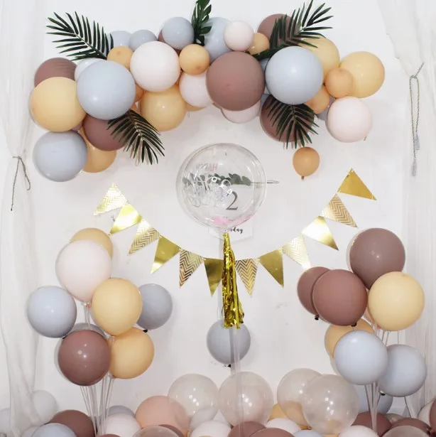 Tongxu hot sale party decoration vintage color vintage cocoa olive mung bean green 12 inch happy birthday matte latex balloon