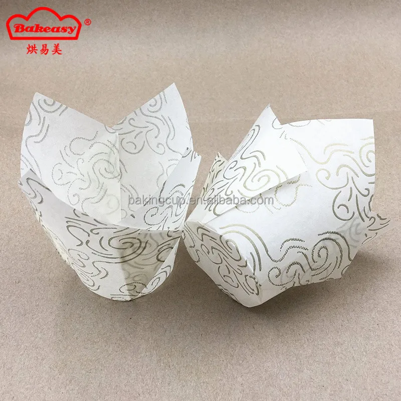 200pcs Stocked Feature Baking Paper Cup tulip cupcake Wrappers with swirl printing Tulip Cups Muffin Liners