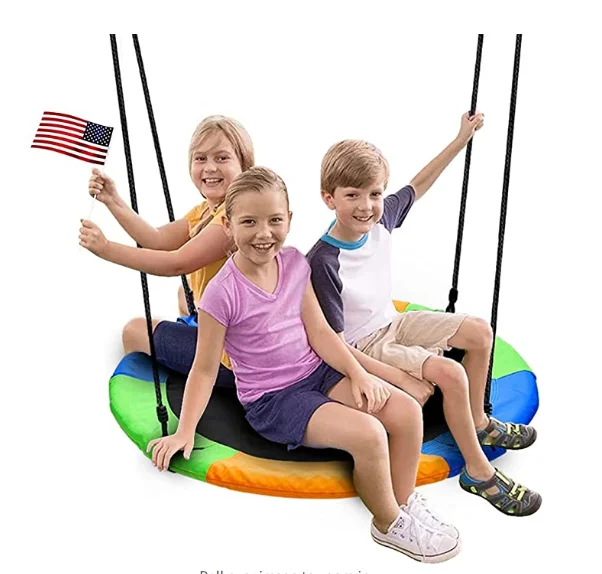 Heavy Duty Children Disk Swing for Outside Great for Playground Backyard and Playroom  Flying Saucer Tree Swing