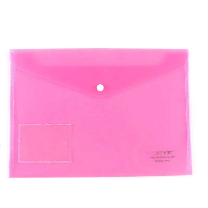 Custom PP Storage A4 Size Envelope Paper Type Test File Filling Document Holder Pencil Case Bag With Button