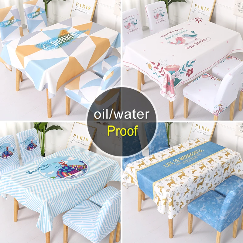 
Water Proof and Oil proof Tablecloth Printed Chair Cover Pattern Dining Table Cloth for Party Birthday Events Decorations 