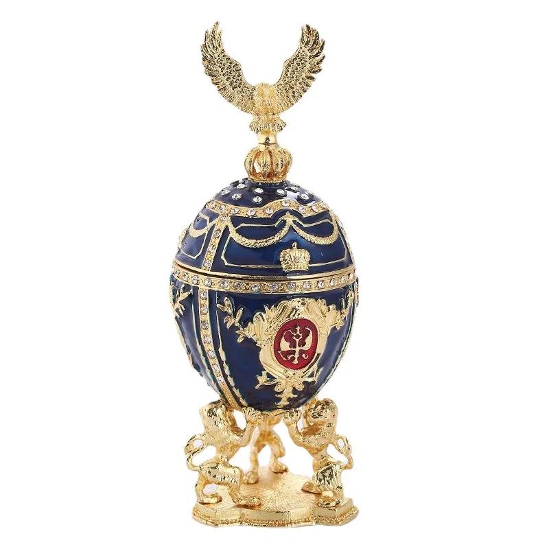 Home Decoration Russian Style Easter Eggs Gold Plated Enamel Painted Metal Craft  Ornament