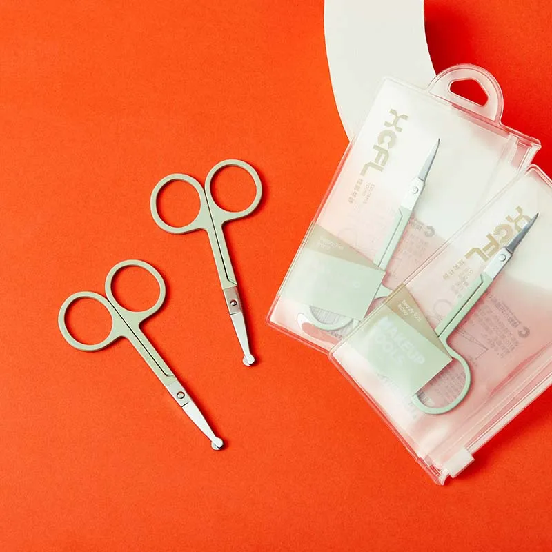Wholesale High Quality Durable Stainless Steel  Silver Curve Eyebrow Scissors Makeup Tools