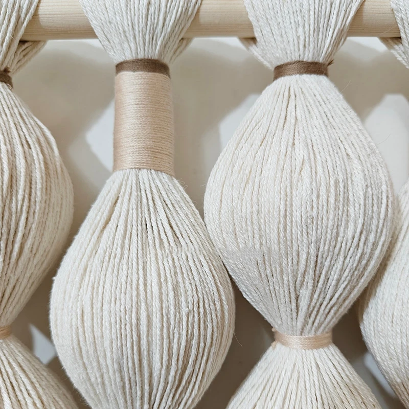 White Black Taupe Fiber Art Macrame Yarn Wrapped Ball Macrame Mural Modern Wall Hanging Macrame Wall Decor for Dining Room