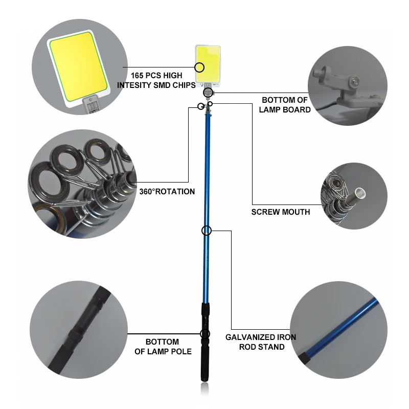 360light 12V high intensity SMD COB LED Camping Lights adjustable multifunction high power super bright garden led floodlights
