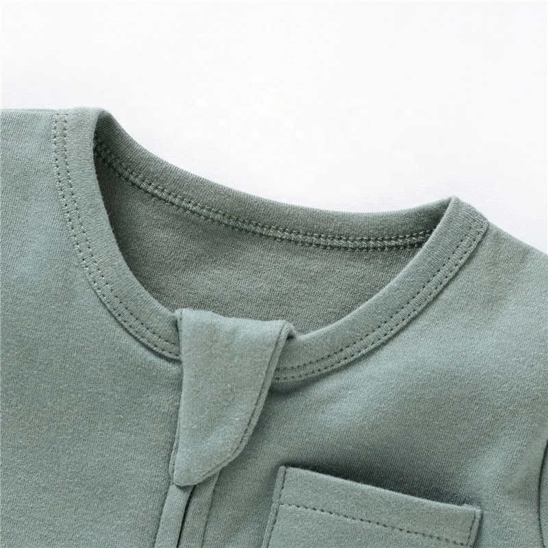 0-12M Fold Over Cuff Organic Cotton Footed Baby Sleepers With Mittens