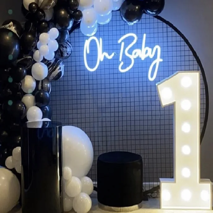 HOLOFLY Fast Delivery Ins Baby Custom Neon LED Illuminated Boy Or Girl Event Party Baby Shower Oh Baby Neon Sign