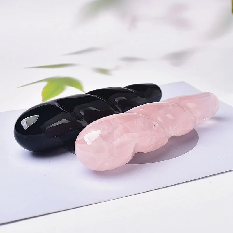Natural Crystal Massage Stick Spiritual Healing Spiral Obsidian Yoni Wand Woman Body Massager Bar for Gift