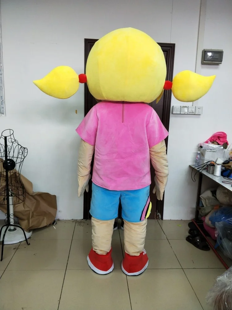 Custom Made Adult Cartoon Character Yellow Girl Mascot Costume for outdoor party