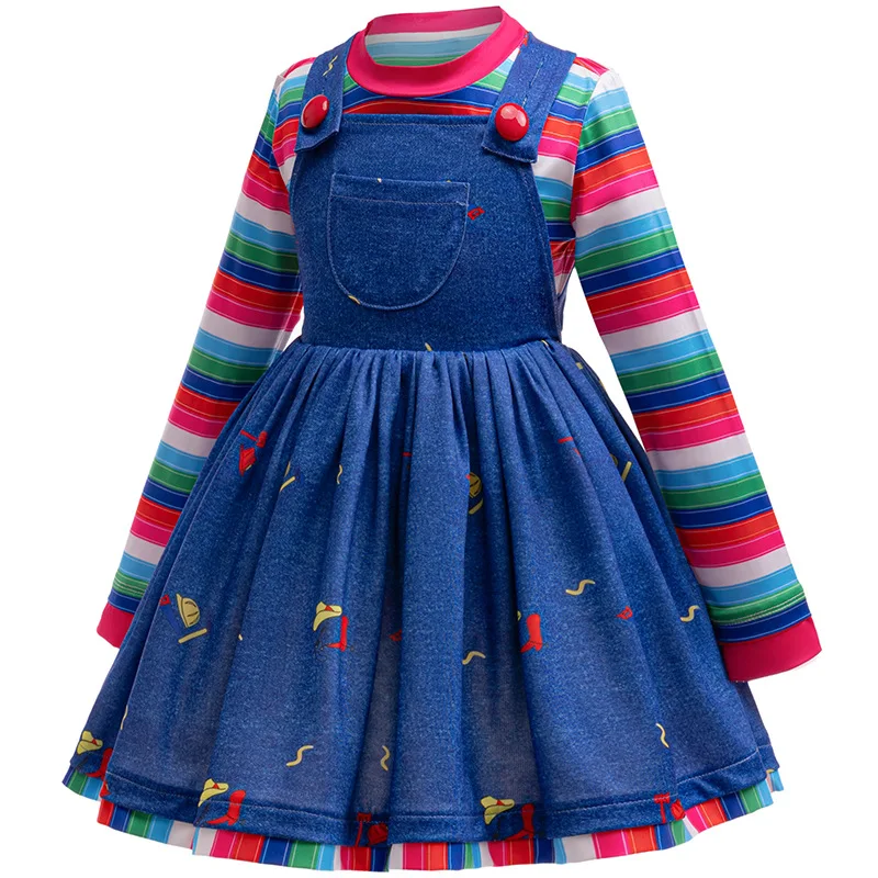 LZH Fancy Carnival Girls  Cosplay Costumes Kids Halloween Party Suits Horror Movie TV Kids Dress
