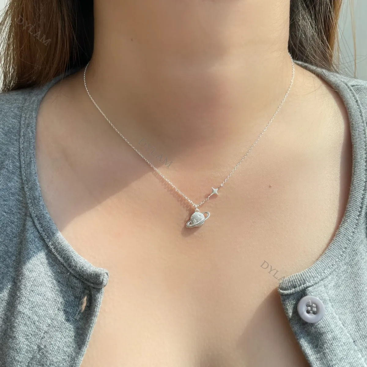 Новое поступление, подвеска Dylam в виде земли, коллекция вселенной, Серебро S925 пробы, модное ожерелье с милой девушкой из INS, цепочка для женщин