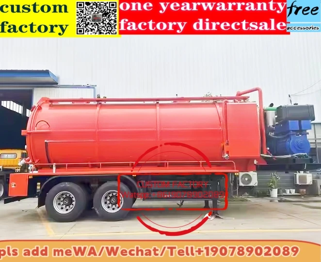 4x2 diesel sewage vacuum trailer manual 3-Axles Vacuum Sewage Suction Semi Trailer with vaccum pump
