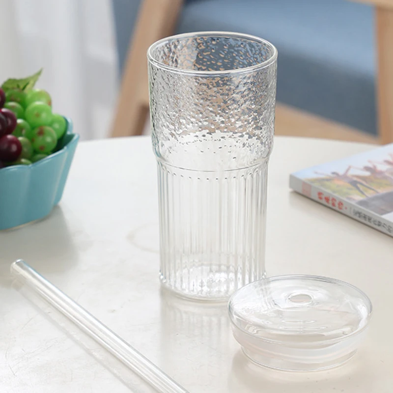20oz Ribbed Can-shaped Tumbler Pint Glasses With Lid Glass Straws For Beer Soda Iced Coffee Boba Drinking Glasses Parties