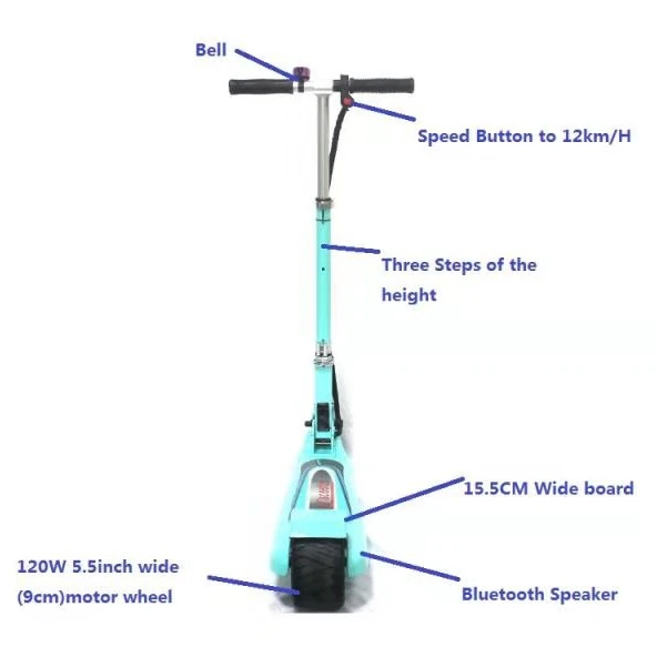kid electric scooter 5.5 Inch Mini Folding children Scooter with widen board no wire  music function