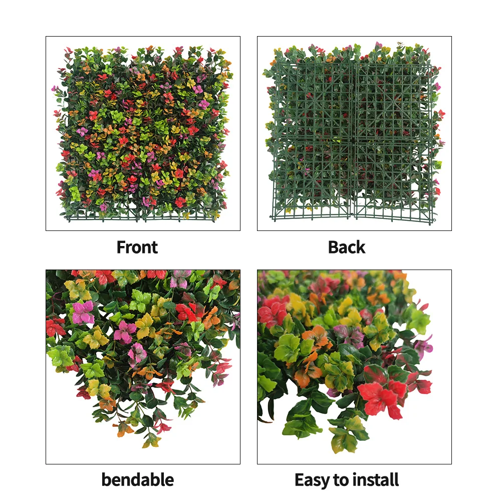 Vertical garden outdoor simulated five color reineckia carnea green wall panel artificial hedge plants for hotel