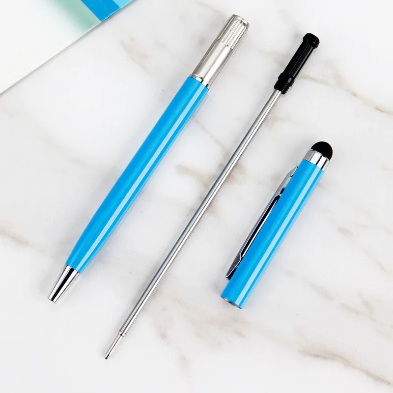Ballpoint Pen with Stylus Tip Soft Touch Click Stylus Pen 2 in 1 Retractable Metal Stylus Pens for Touch Screen
