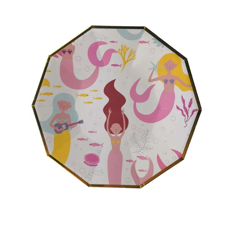 9 дюймов День рождения Свадьба детский душ Джунгли Тема украшения поставки Единорог Фламинго Русалка бумажная тарелка