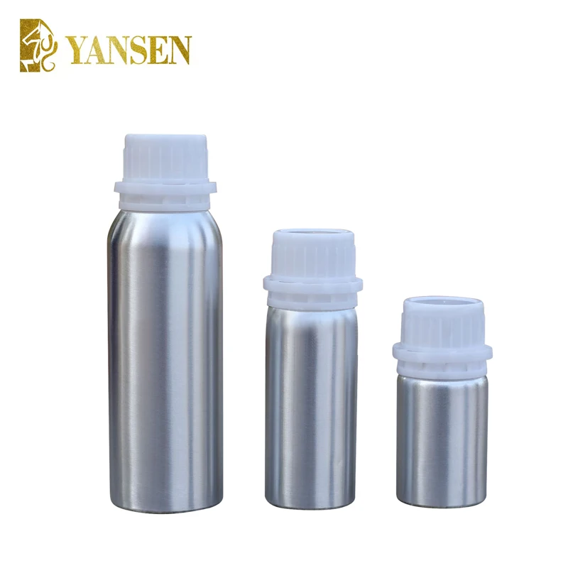 100ml shiny silver Aluminum Bottle for essential oils, flavors, solvents and related products with PP tamper evident screw cap